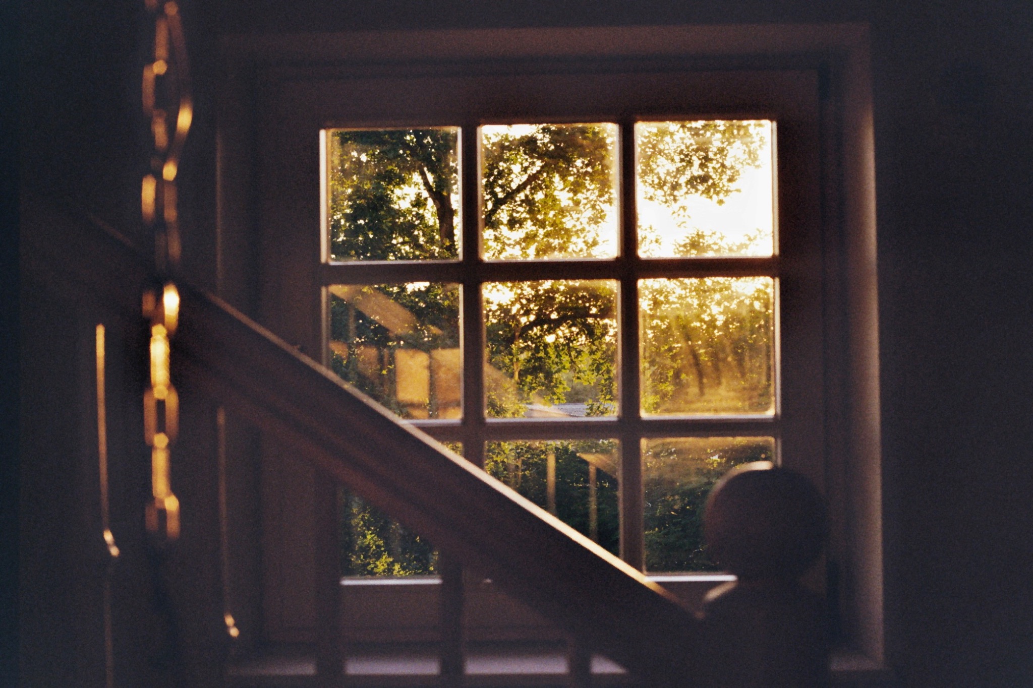 Pool table illuminated by window light, photographed on film